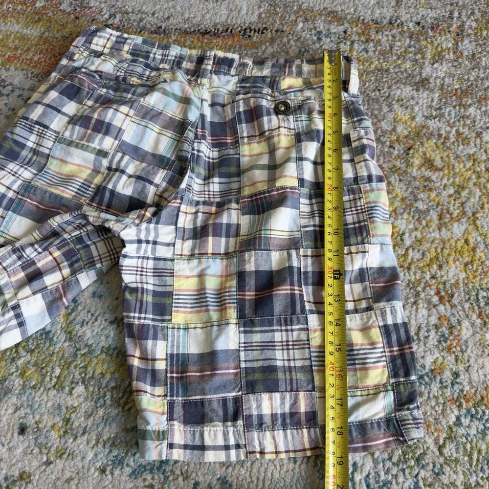 Vintage American Eagle Plaid Patchwork Shorts Size 30 Prep Fit Multicolor